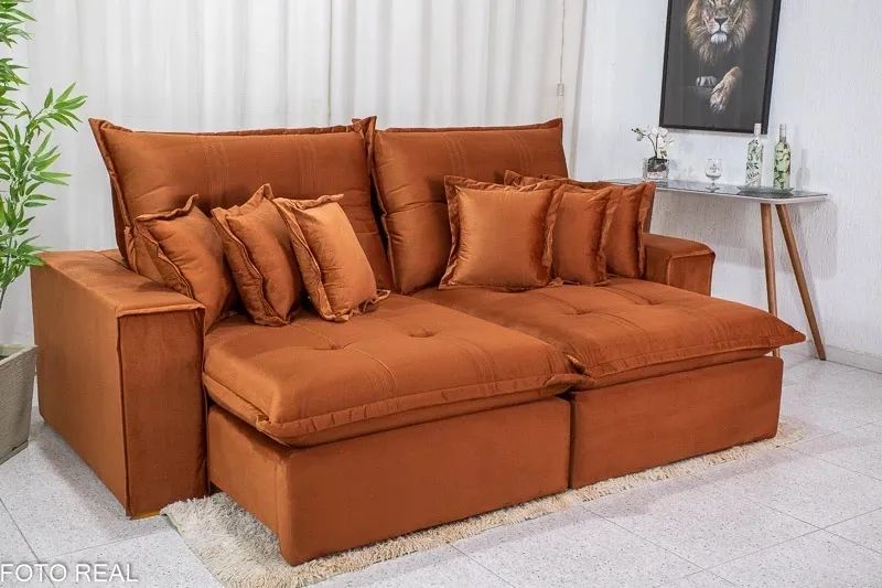 Sofá Retrátil Reclinável Ferrara Veludo Larg. 2.50m - D33 e Molas Ensacadas - Foto 2