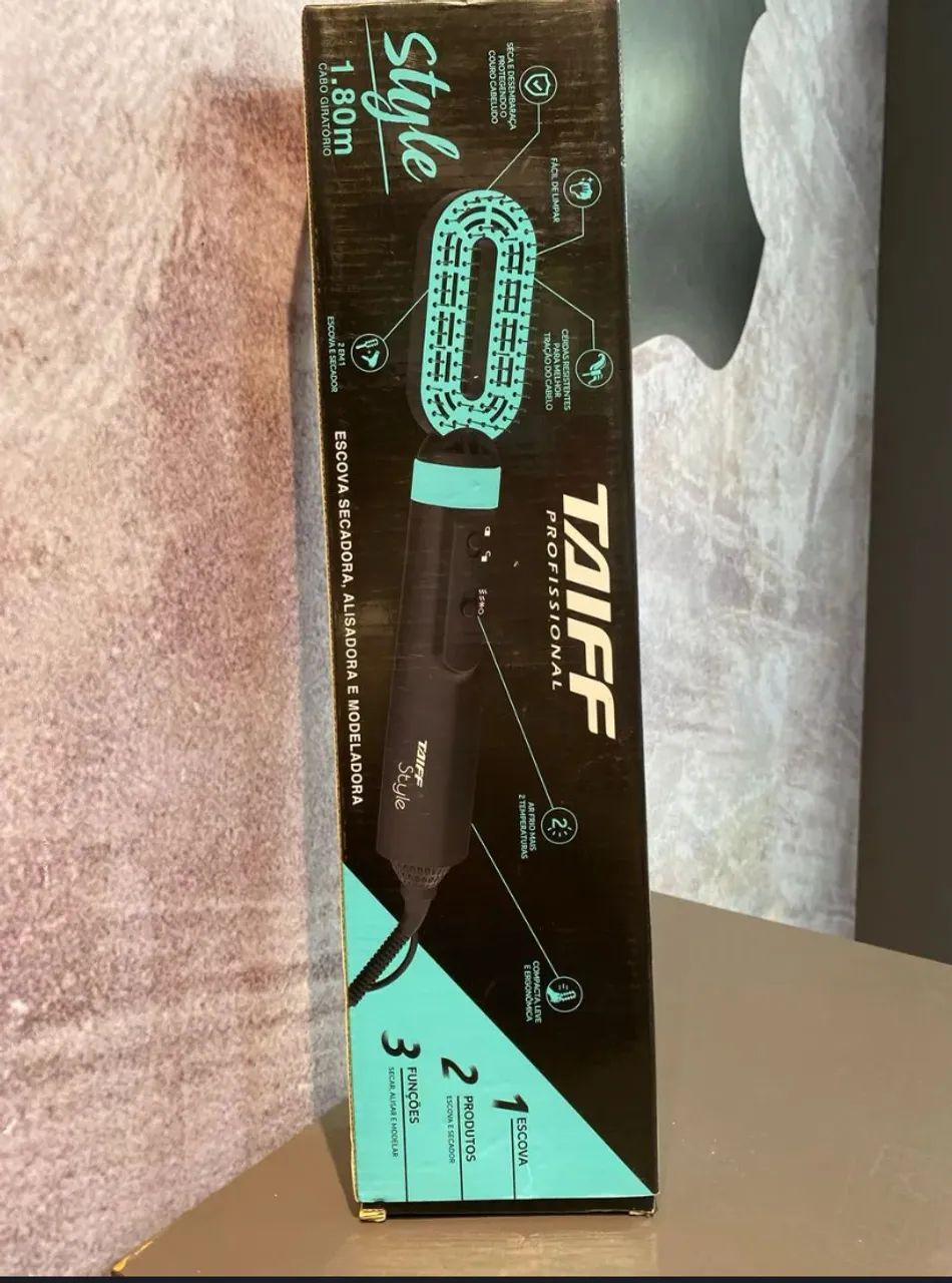 Escova Secadora Alisadora Modeladora Taiff Style Pro - 220v Preto E Azul - Foto 3