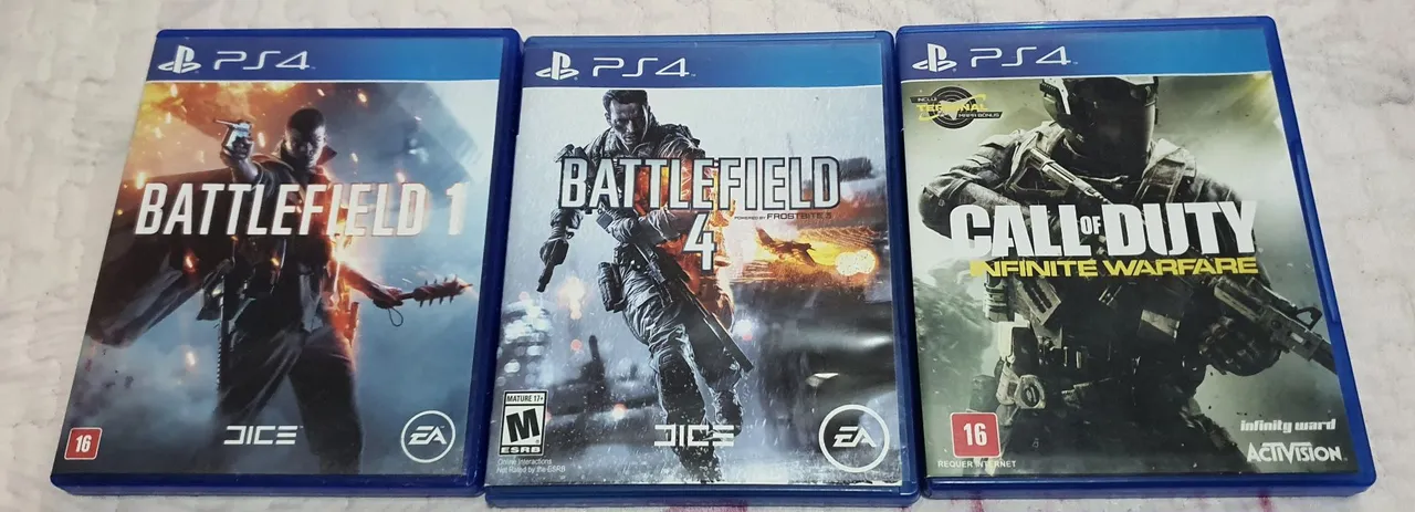 3 Jogos PS4 - Battlefield 1, Battlefield 4 e Call of Duty Infinite Warfare
