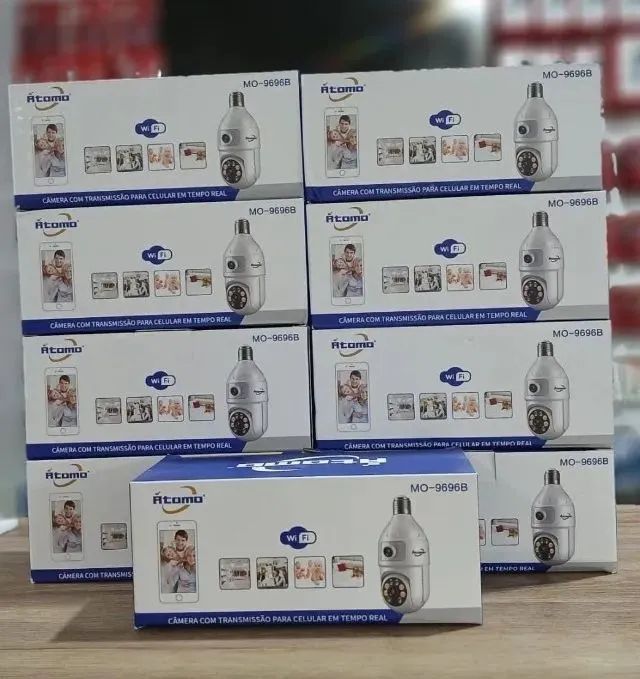 Câmera Segurança Wifi Dupla Lentes Lâmpada Visão Noturna 360 - Nova