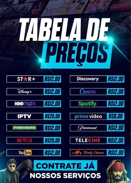 Assinaturas de Streaming - Todos os Canais!