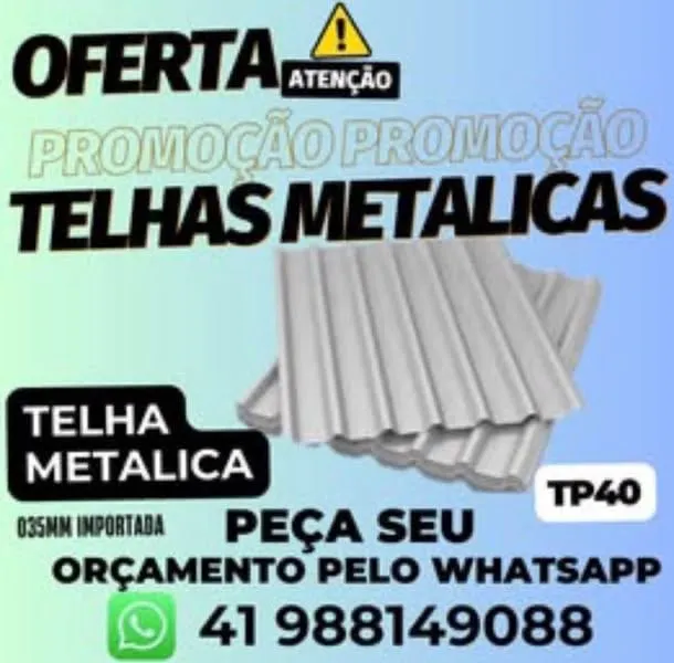Telha Metalica Galvalume Trapezio 40 sob medida