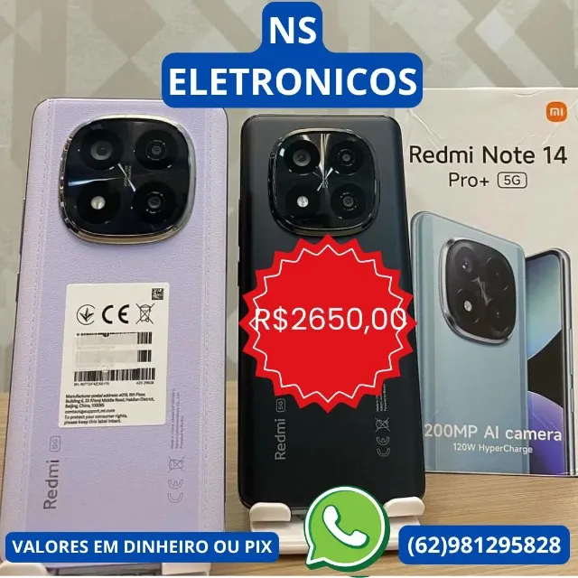 Celular Redmi Note 14 Pro Plus + 5G 512Gb/12Gb Ram Novo Lacrado Global Lilas Preto Azul