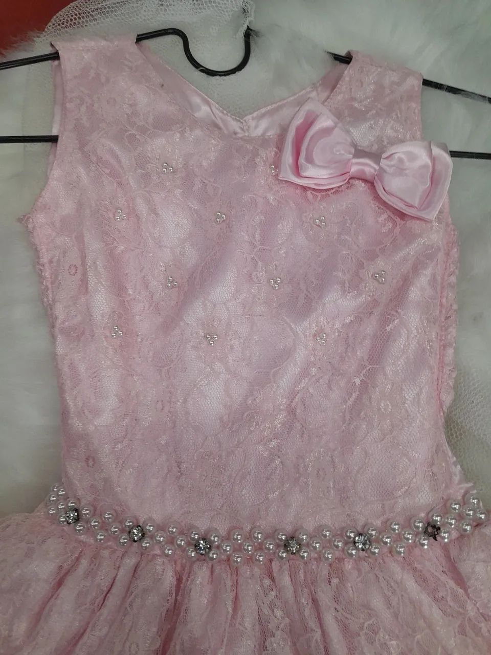 Vestido de renda rosa para menina dama de honra  - Foto 2