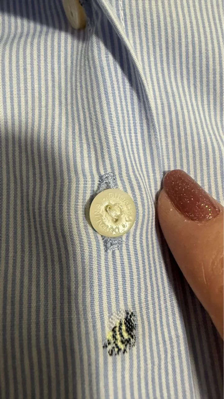 Camisa dudalina listrada com bordado original  - Foto 3