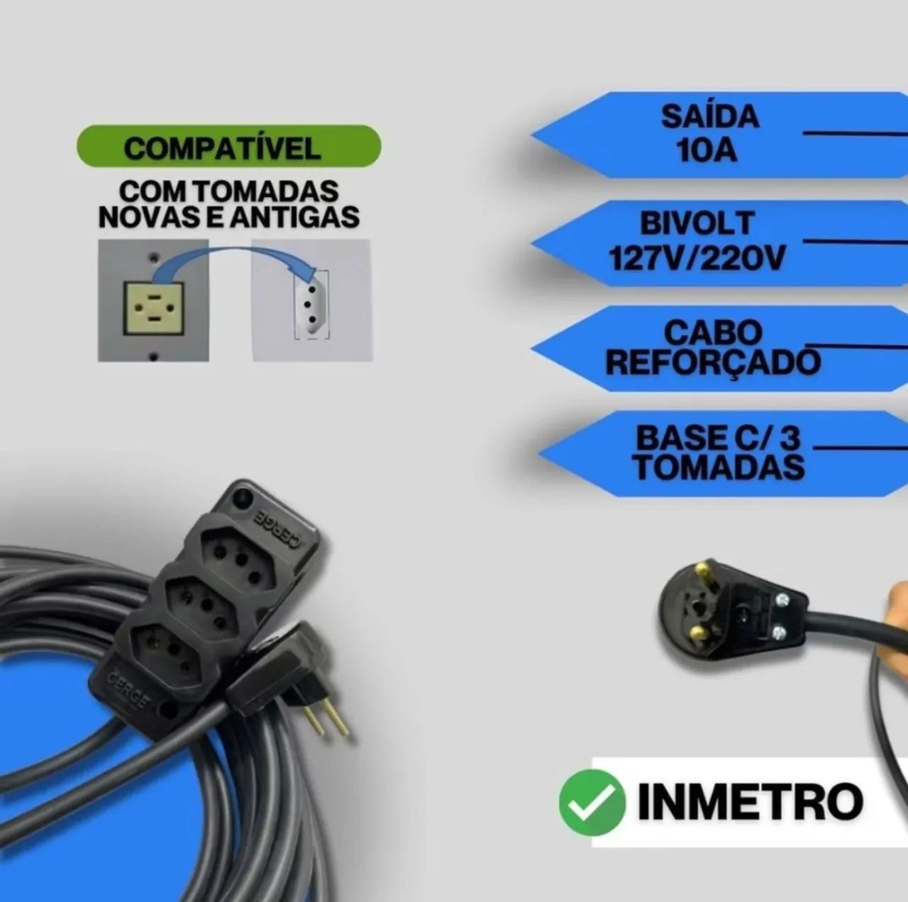 Extensão Elétrica Grossa - PP 2x4.00mm  20 Metros Bivolt Profissional - Pronta Entrega - Foto 3