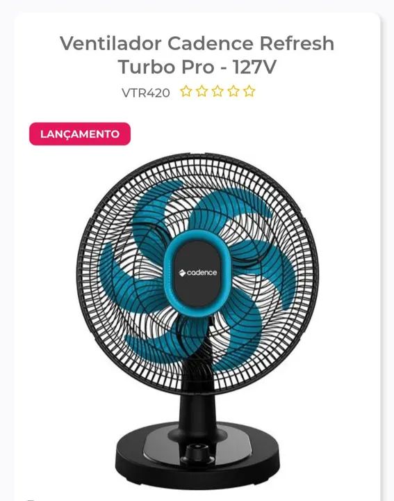 Ventilador Cadence Turbo Pro - 127V - 40cm