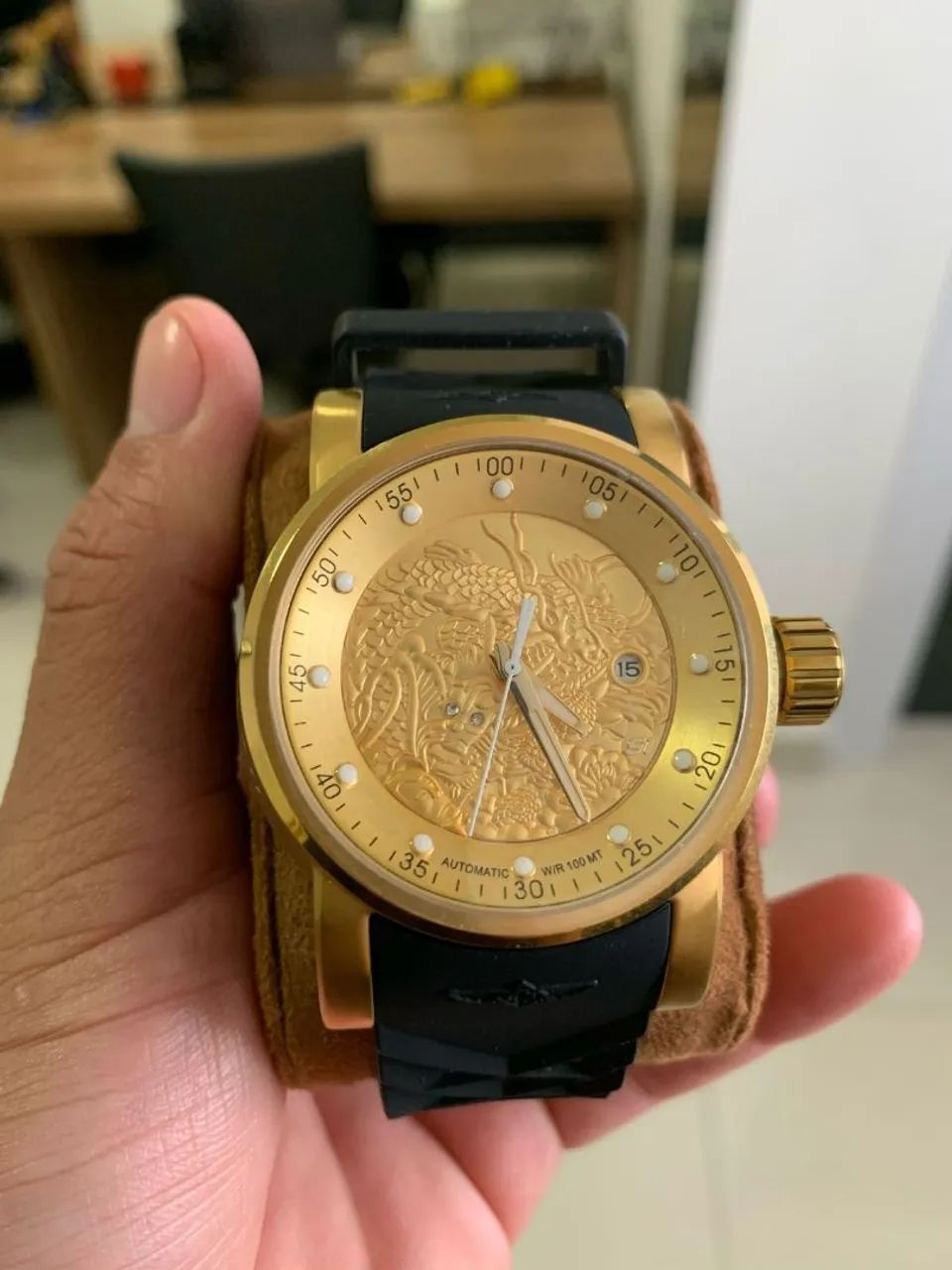 Relógio Masculino Dourado Automático