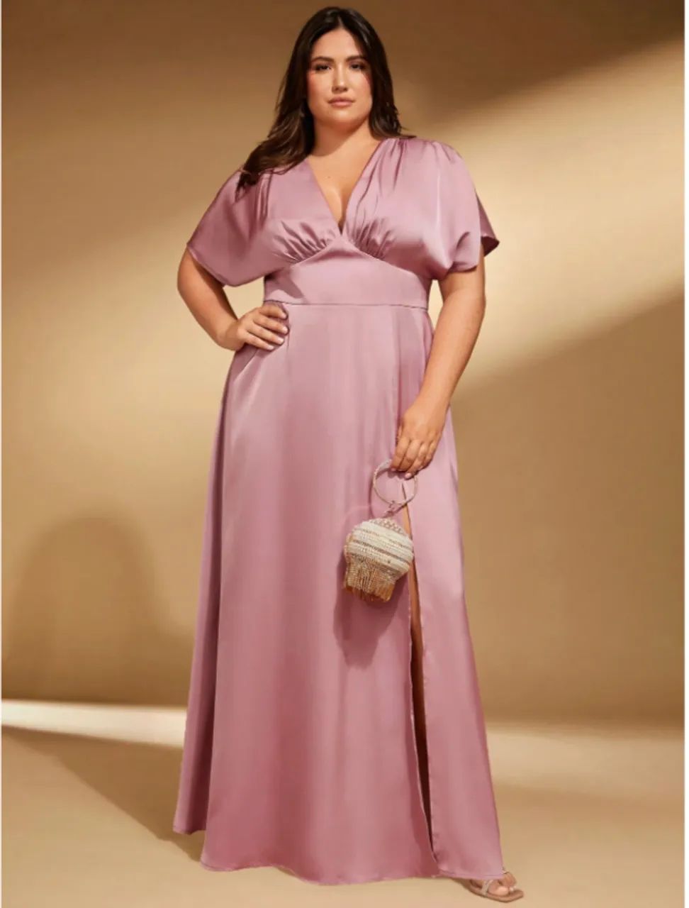 SHEIN Belle Plus Peça Gola de Mergulho Manga De Asa De Morcego