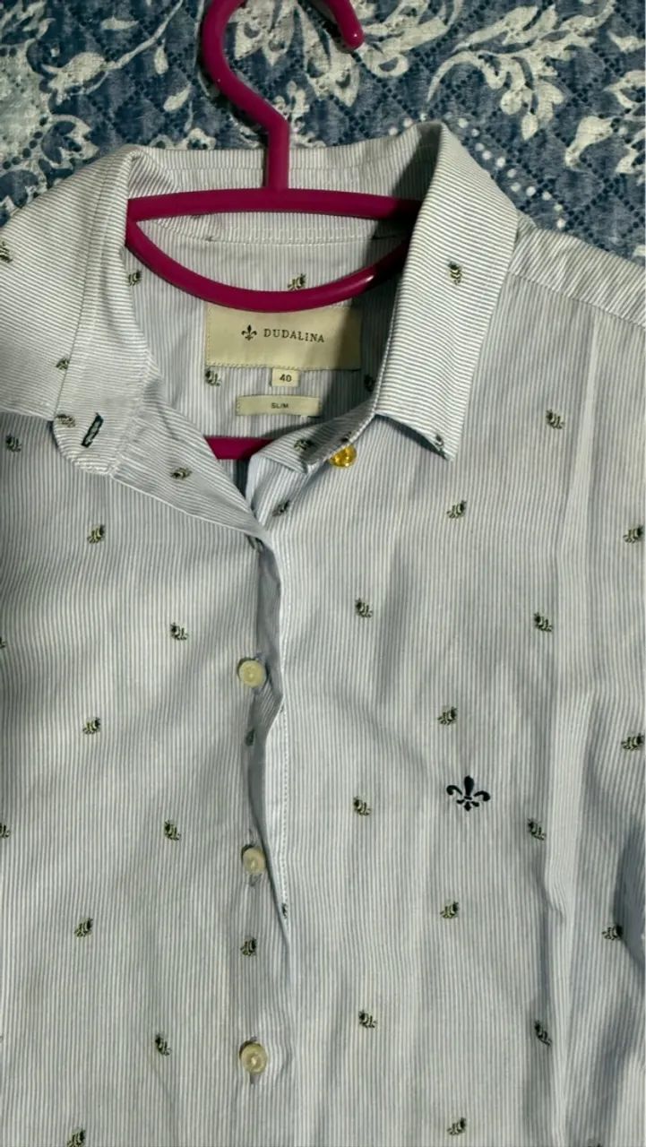 Camisa dudalina listrada com bordado original  - Foto 4