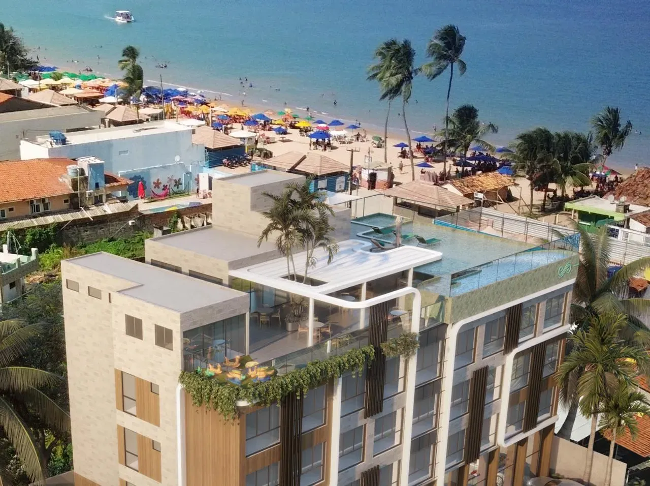 TAMANDARÉ - Flat beira mar com 1 quarto lazer completo no rooftop e vista mar
