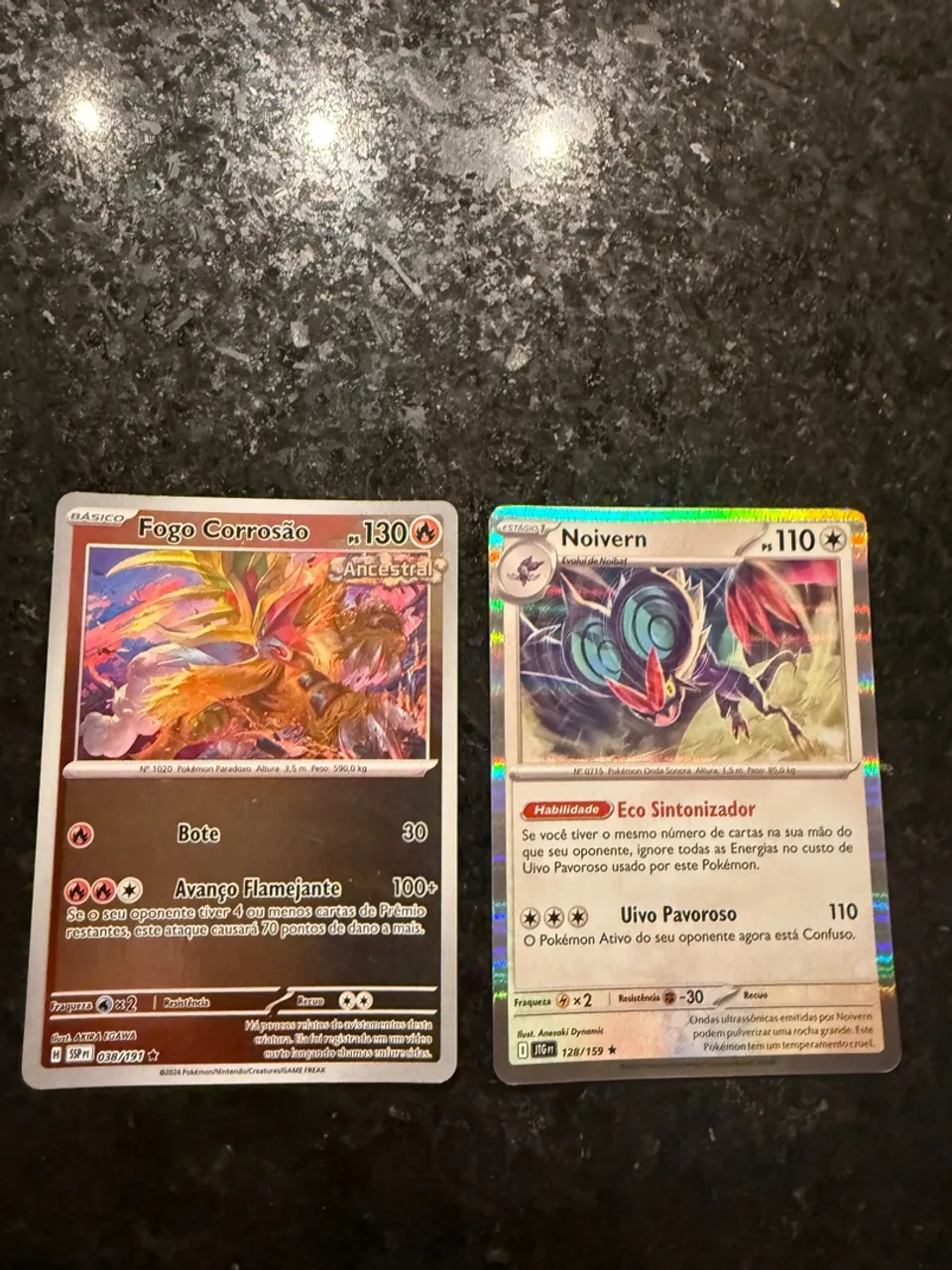 Cartas Pokémon Fogo Corrosão e Noivern