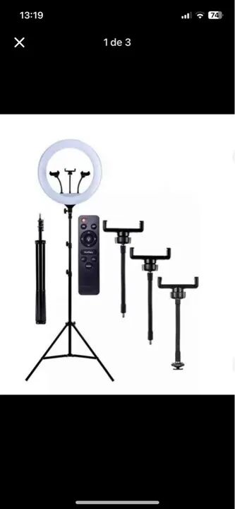 Kit Iluminação para Fotos e Vídeos - Ring Light + Tripé + Controle Remoto