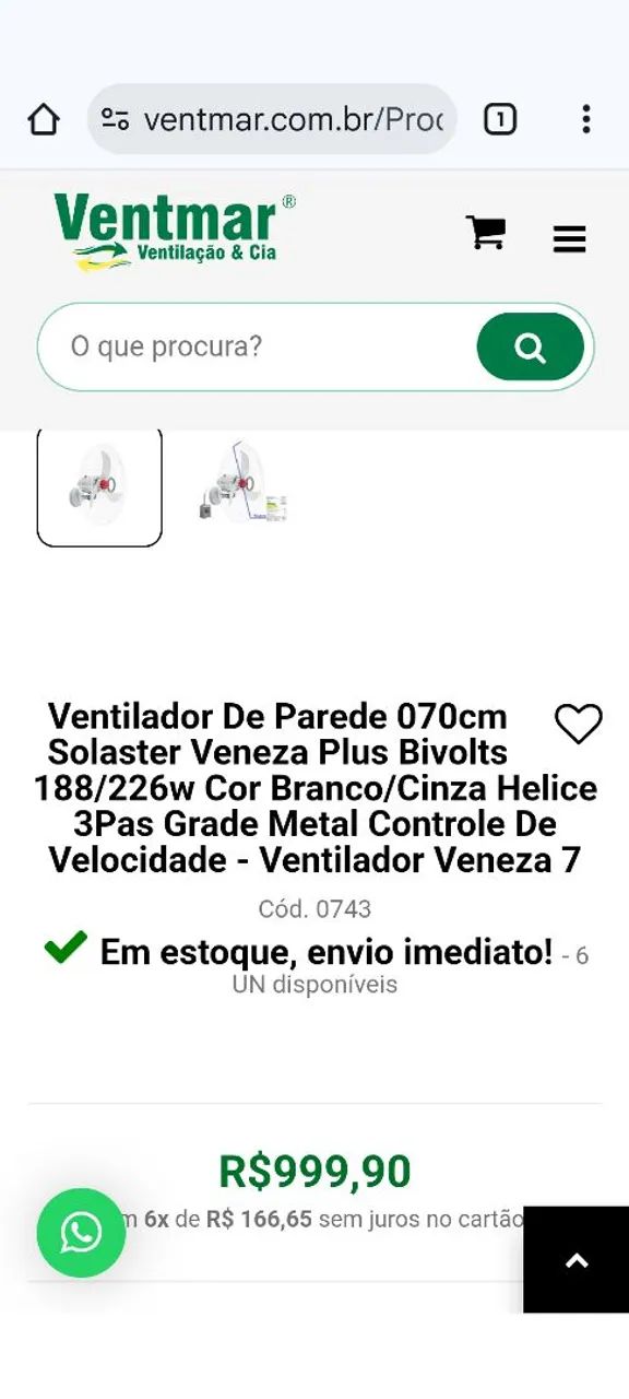 Ventilador de Parede 70cm só 399 - Foto 4