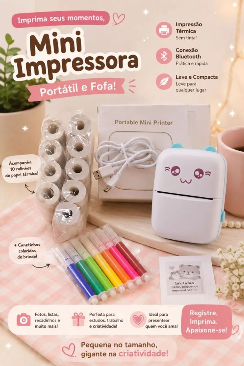 mini impressora térmica portátil