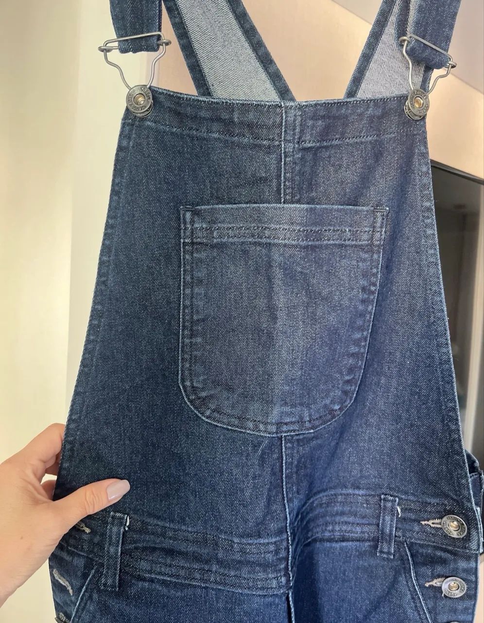 jardineira hering jeans azul p - Foto 2
