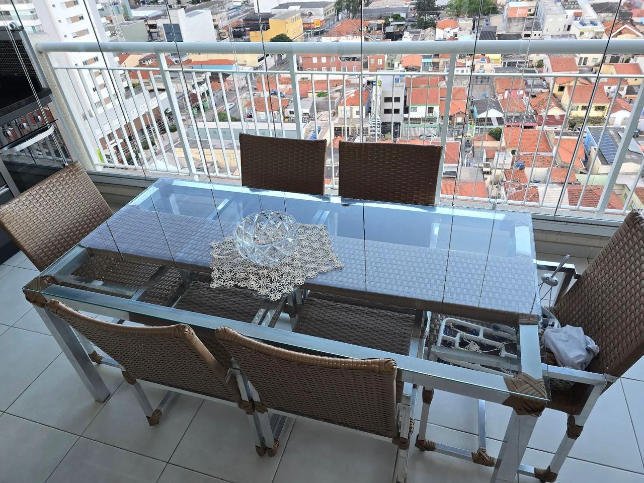 MESA DE VIDRO COM 6 CADEIRAS EM RATHAN - Foto 4
