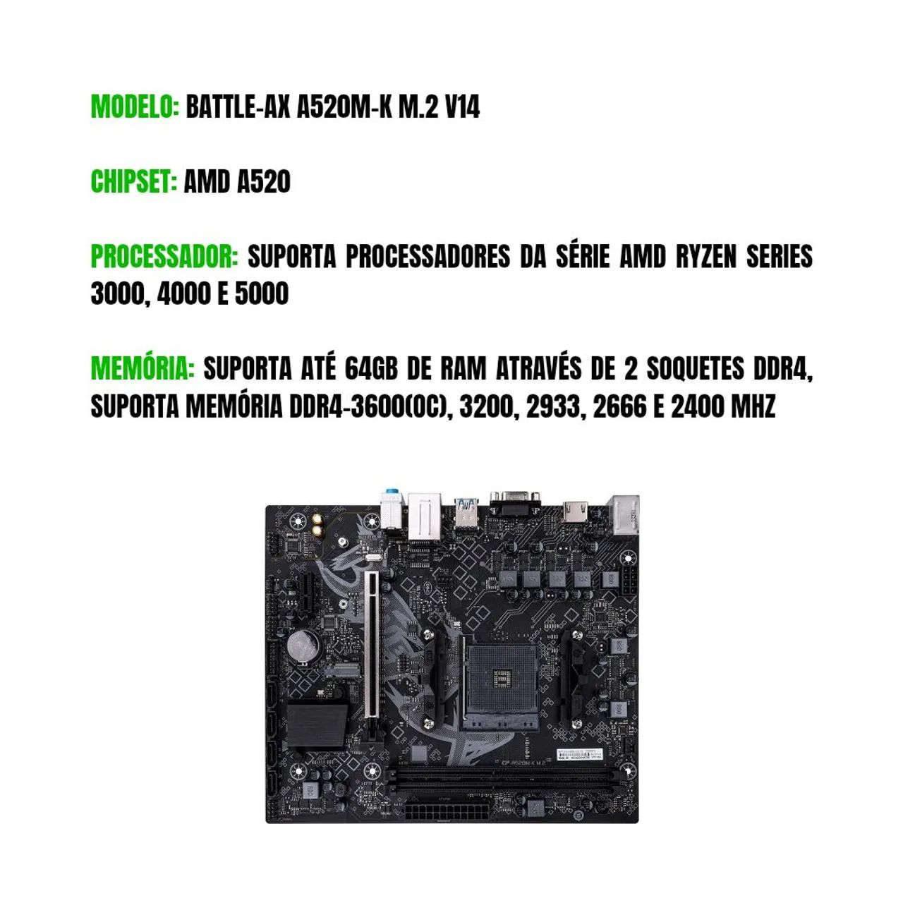 PLACA MÃE AM4 COLORFUL BATTLE-AX A520M-K - NOVA E LACRADA - Foto 3