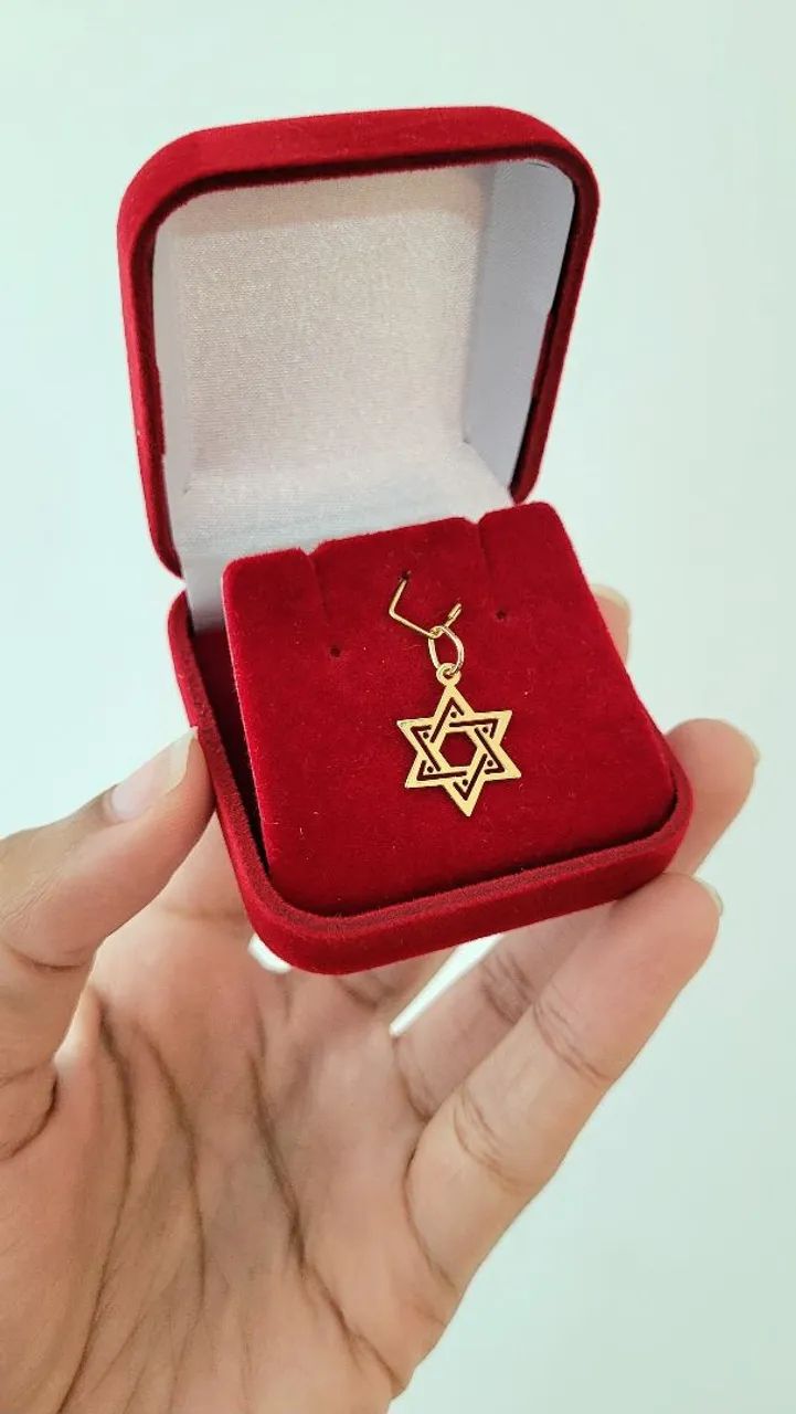 Pingente Estrela de Davi sem aro, Ouro 18k - Foto 2