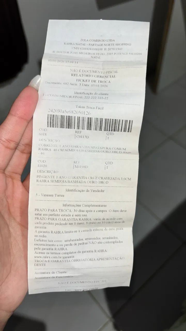 Colar de Ouro com pingente de cruz. - Foto 2