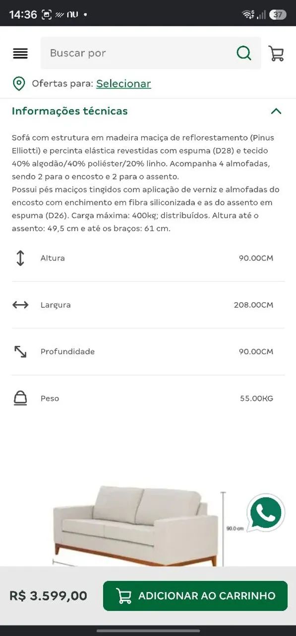 Sofá Law TOK & STOK muito barato! - Foto 3