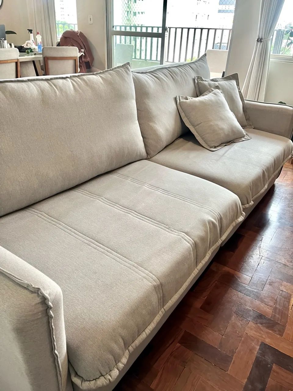 Sofá cama linho cinza claro 2,50m - Foto 3