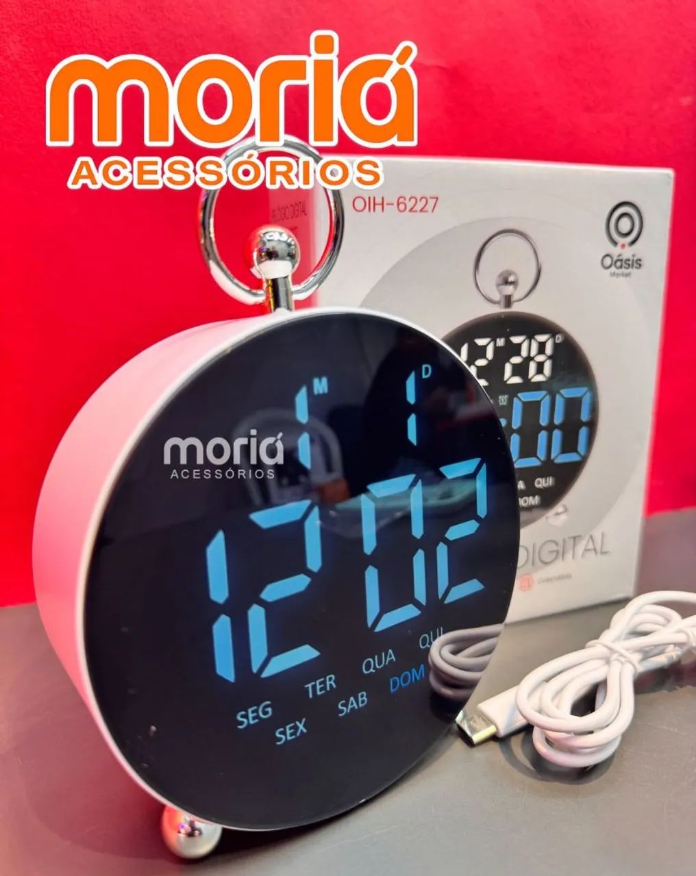 Relógio de Mesa com Alarme e Visor Digital Led  - Foto 3