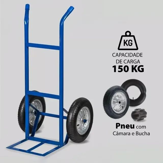 CARRINHO DE CARGA TRANSPORTE 2 RODAS 150KG METALOSA