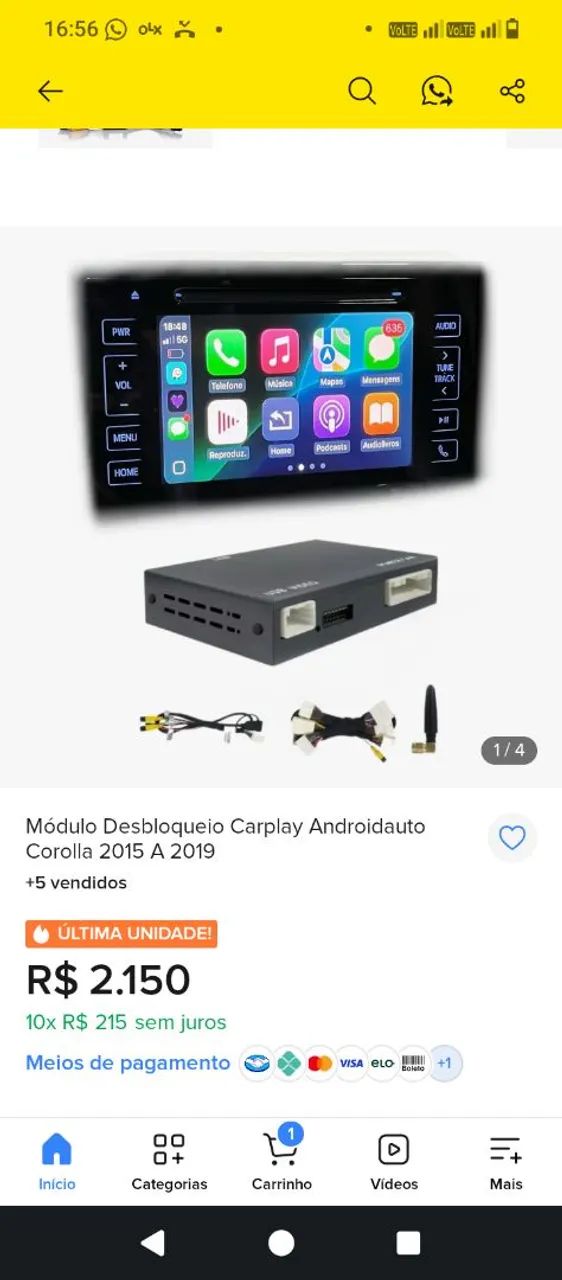 Carplay novo na caixa