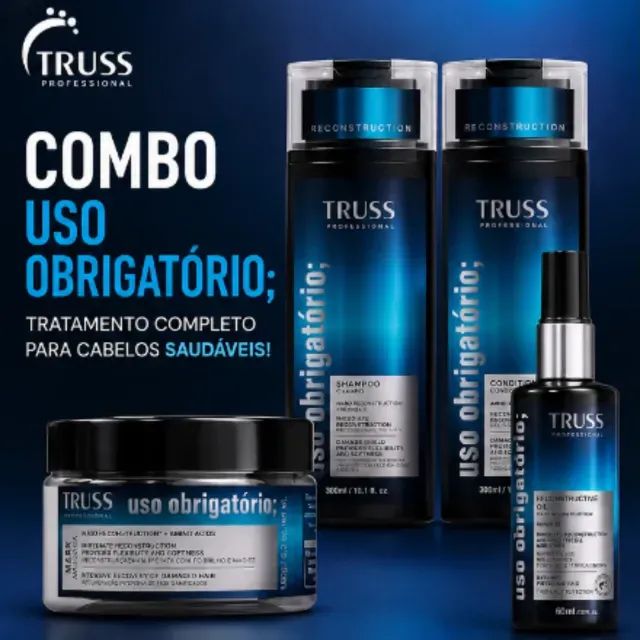 Kit TRUSS Uso Obrigatório 4 Itens Shampoo Condicionador Máscara e Óleo - Foto 3