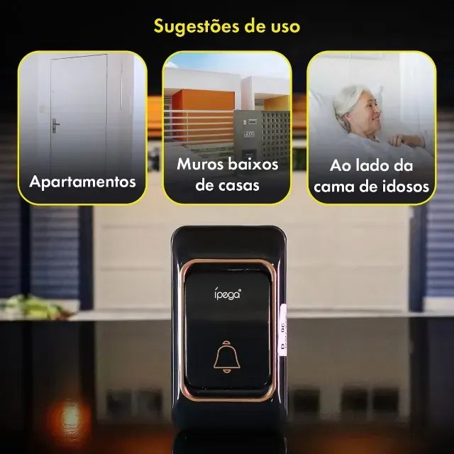 Campainha Sem Fio Ipega Residencial Casa Comercio Lojas Longo Alcance 150m 38 Tipos De Toq - Foto 2