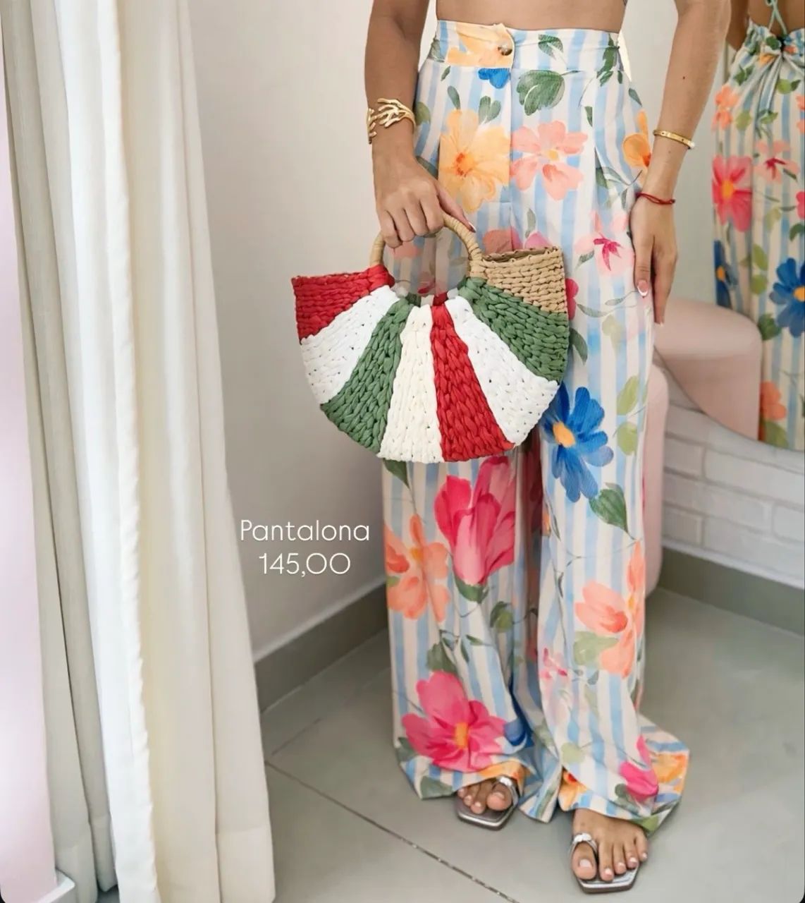 Calça pantalona estampada