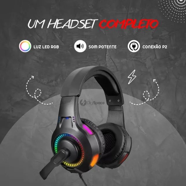 Fone De Ouvido Headset Gamer Luz Led RGB RIVAL EG307 - Foto 6