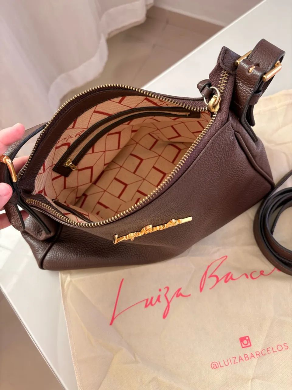 Bolsa Luiza Barcelos em couro marrom - Foto 2