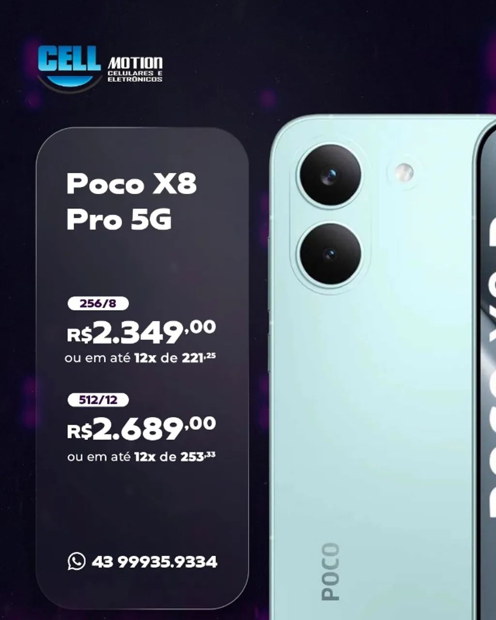 Xiaomi Poco X8 Pro 256GB e 512GB