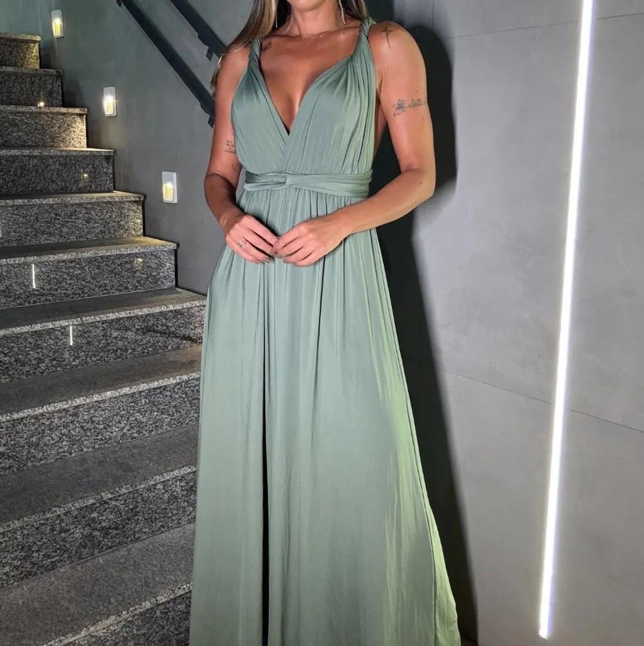 Vestido longo multiformas verde