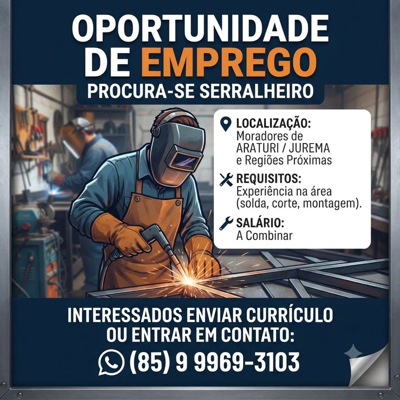 Vaga imediata para serralheiro