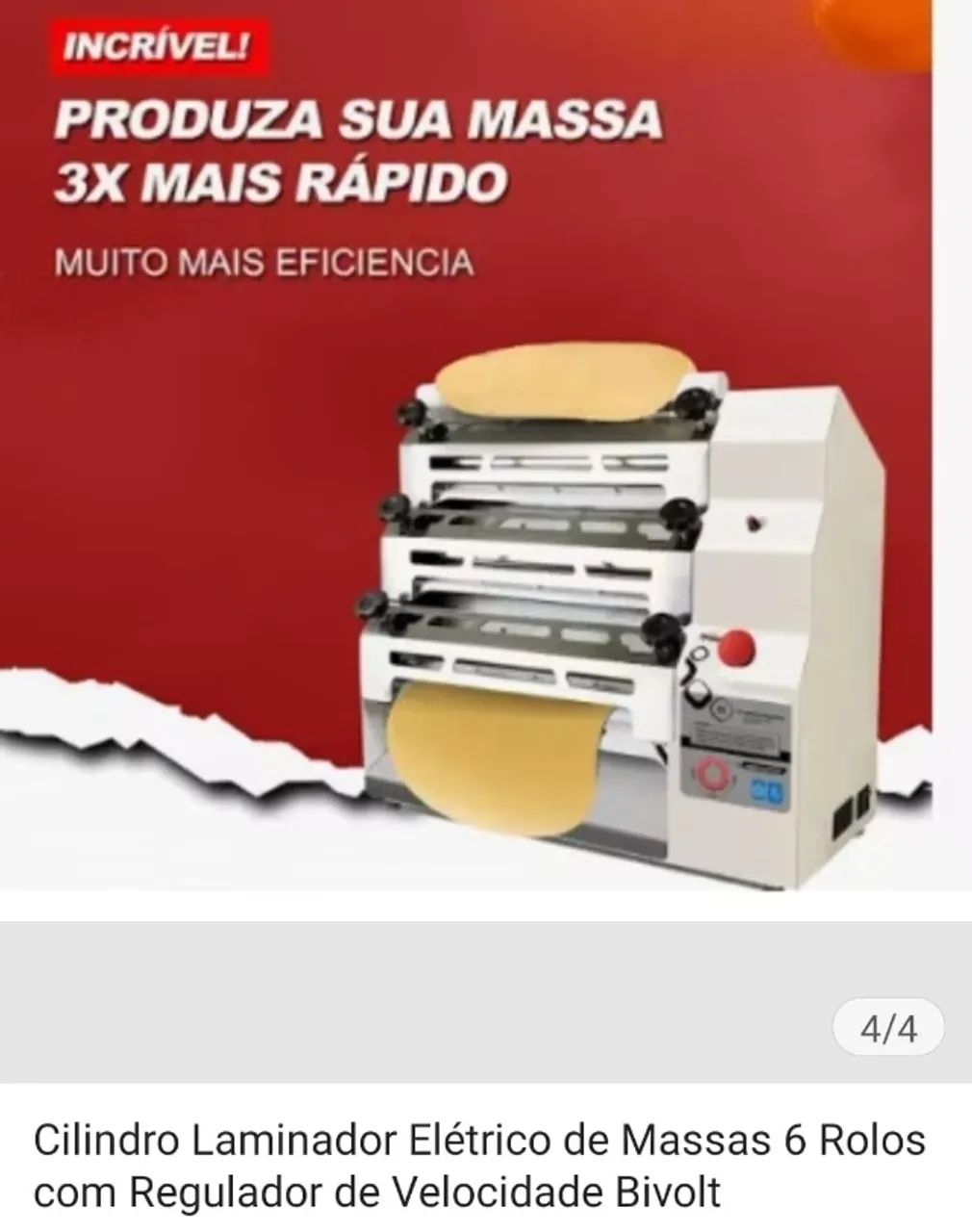 Cilindro Laminador De Massas Elétrico 6 Rolos C3 Saro Bivolt - Foto 4