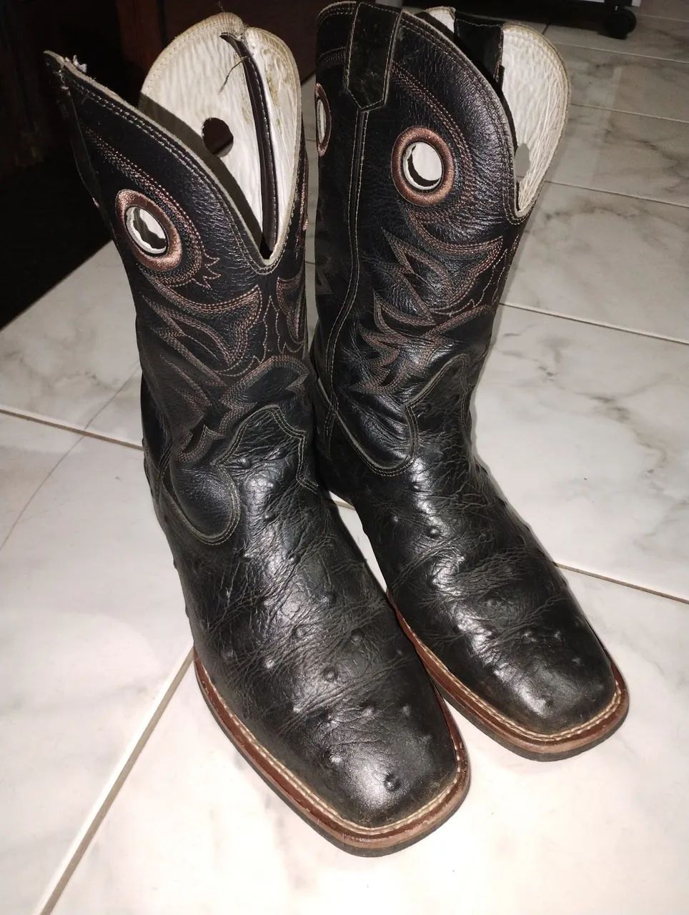 Bota Texana Couro de Avestruz Legítimo 