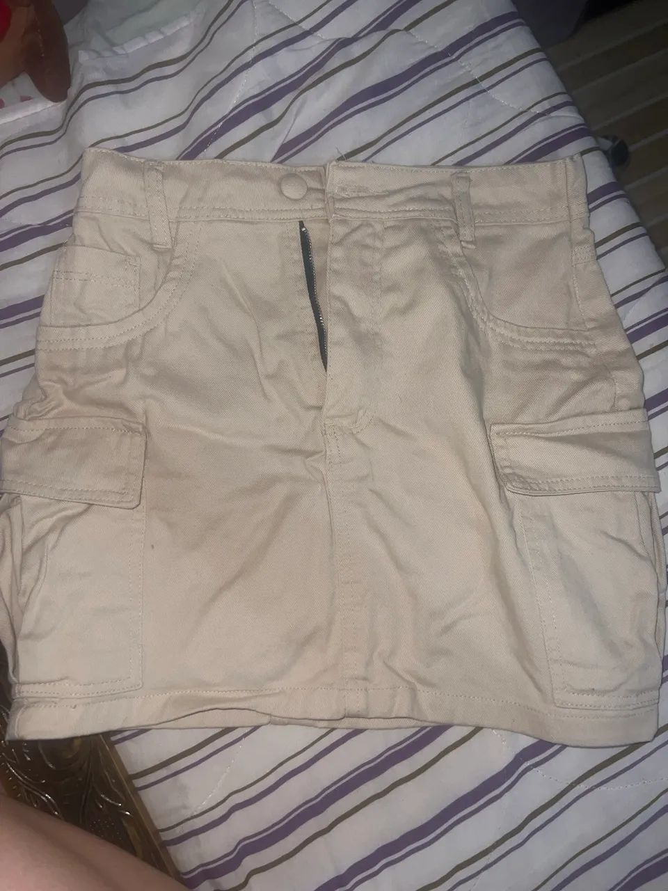 Saia cargo jeans bege