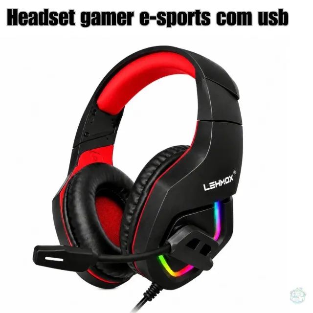 Headset Gamer e-sports Led com Usb