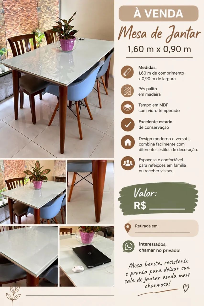 Mesa para 06 cadeiras