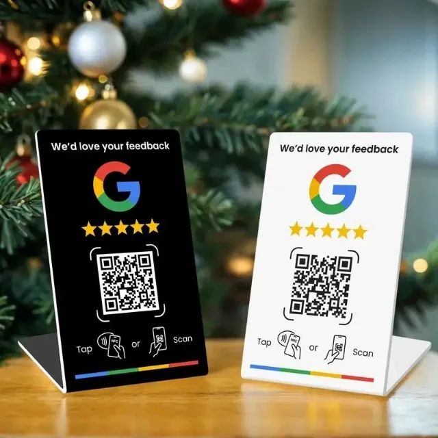 Plaquinha de Avaliação Google com NFC e QR Code - Acrílico