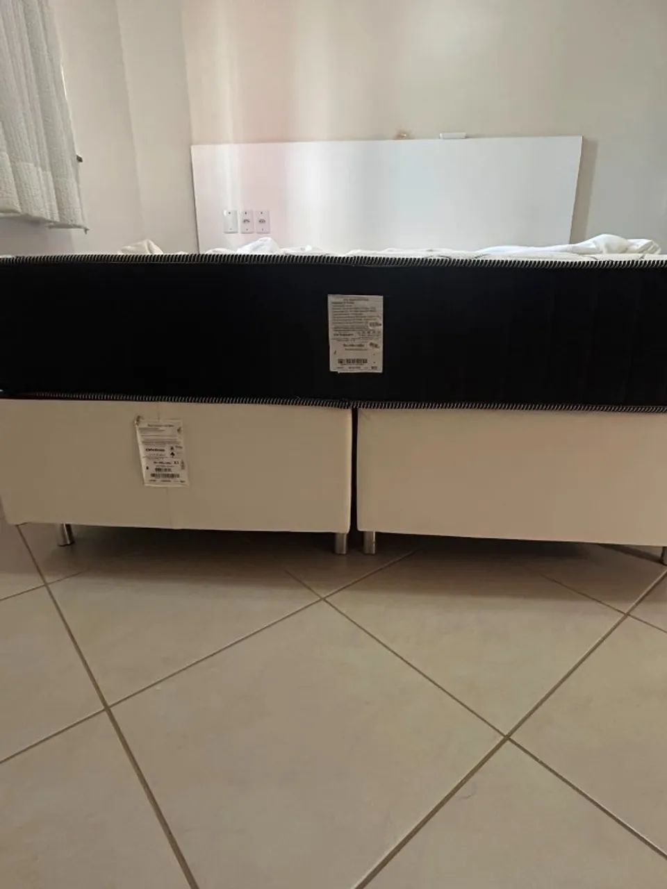 Cama Box Queen Size Ortobom Pró-Saúde Pró-Força + Base couro White (Impecável)