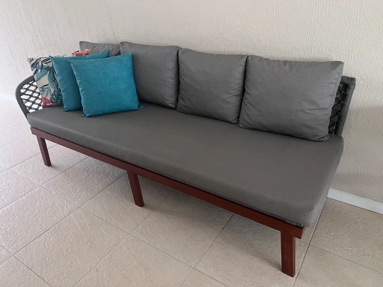 Sofá de Madeira e Corda Náutica Para Área Externa Primeira Linha - Foto 4