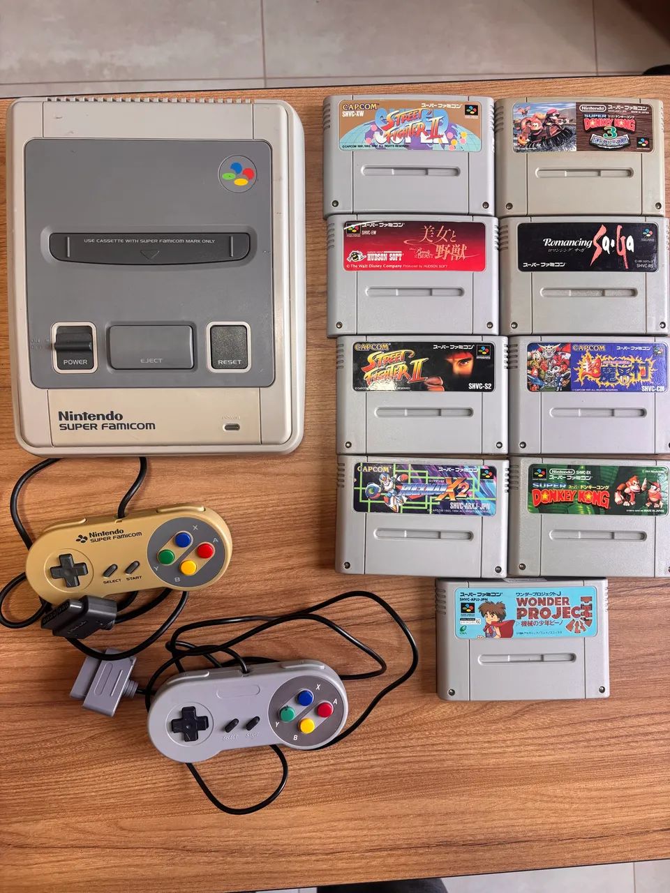 Coleção Super Famicom com 9 Jogos e 2 Controles