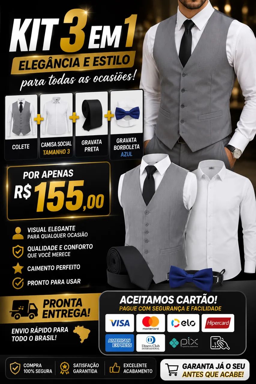 Kit colete completo 3 em 1 