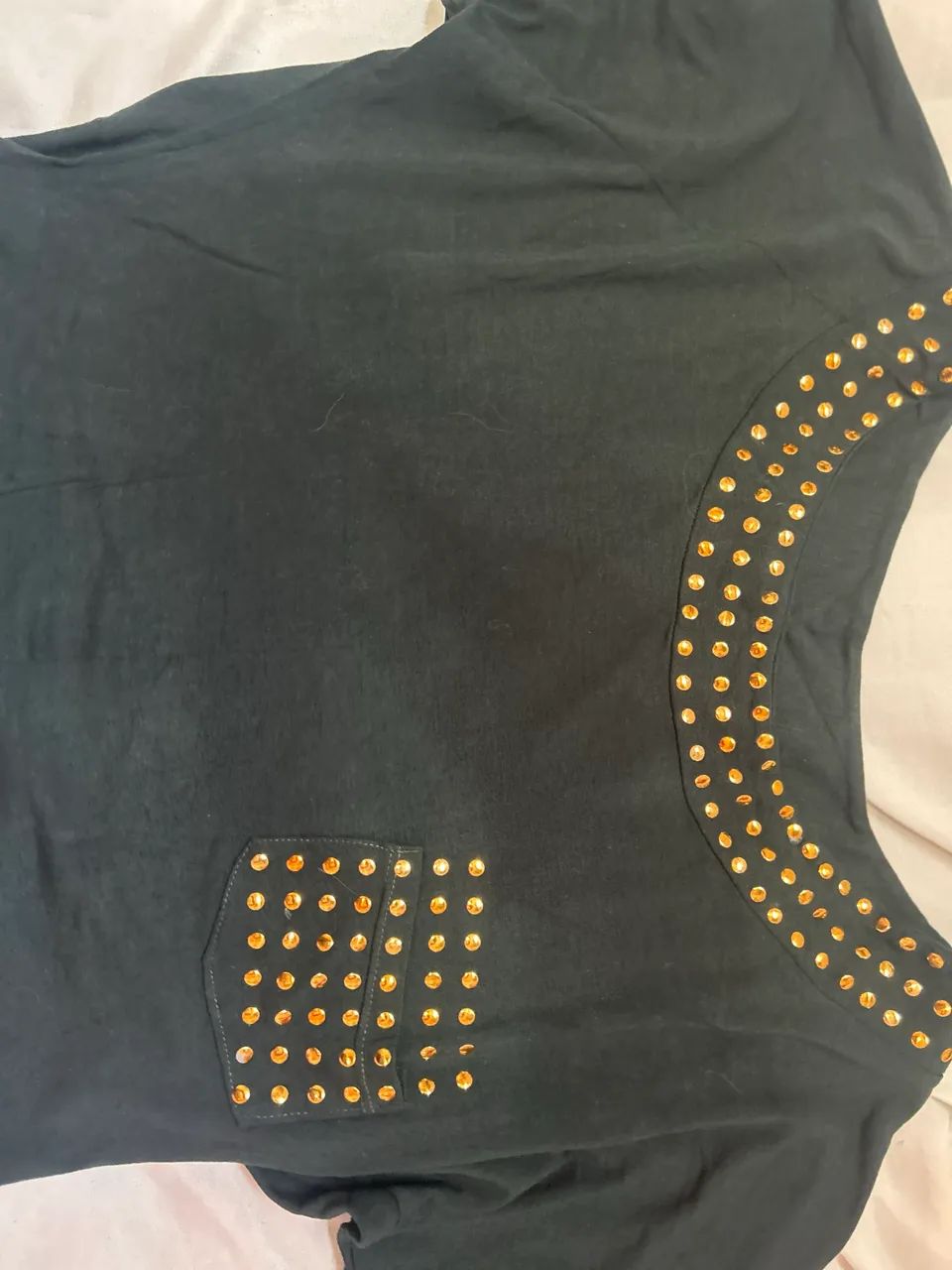 Camisa/blusa verde com brilhos dourados - Foto 4