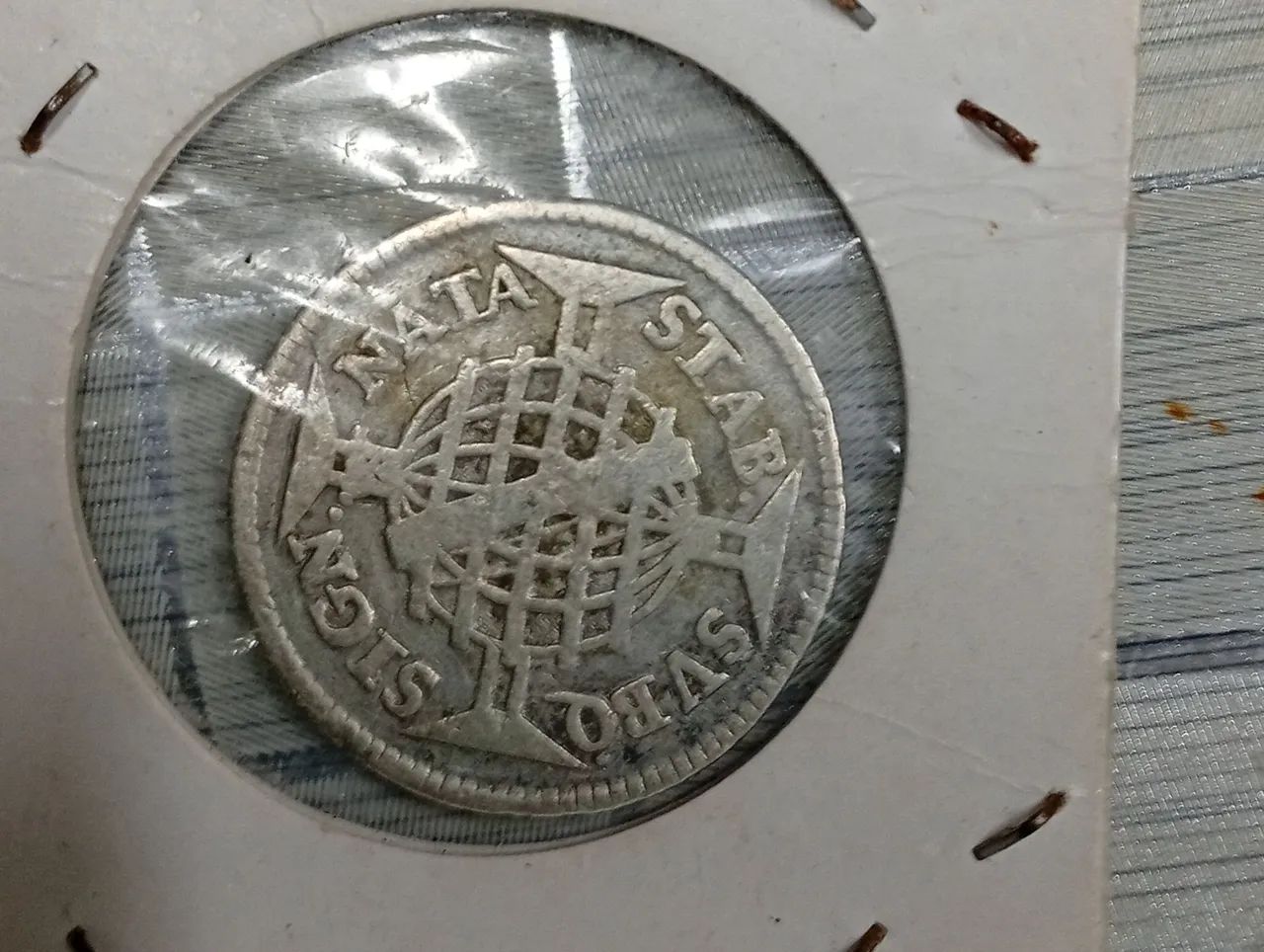 Moeda meia pataca de  1749 de Prata.