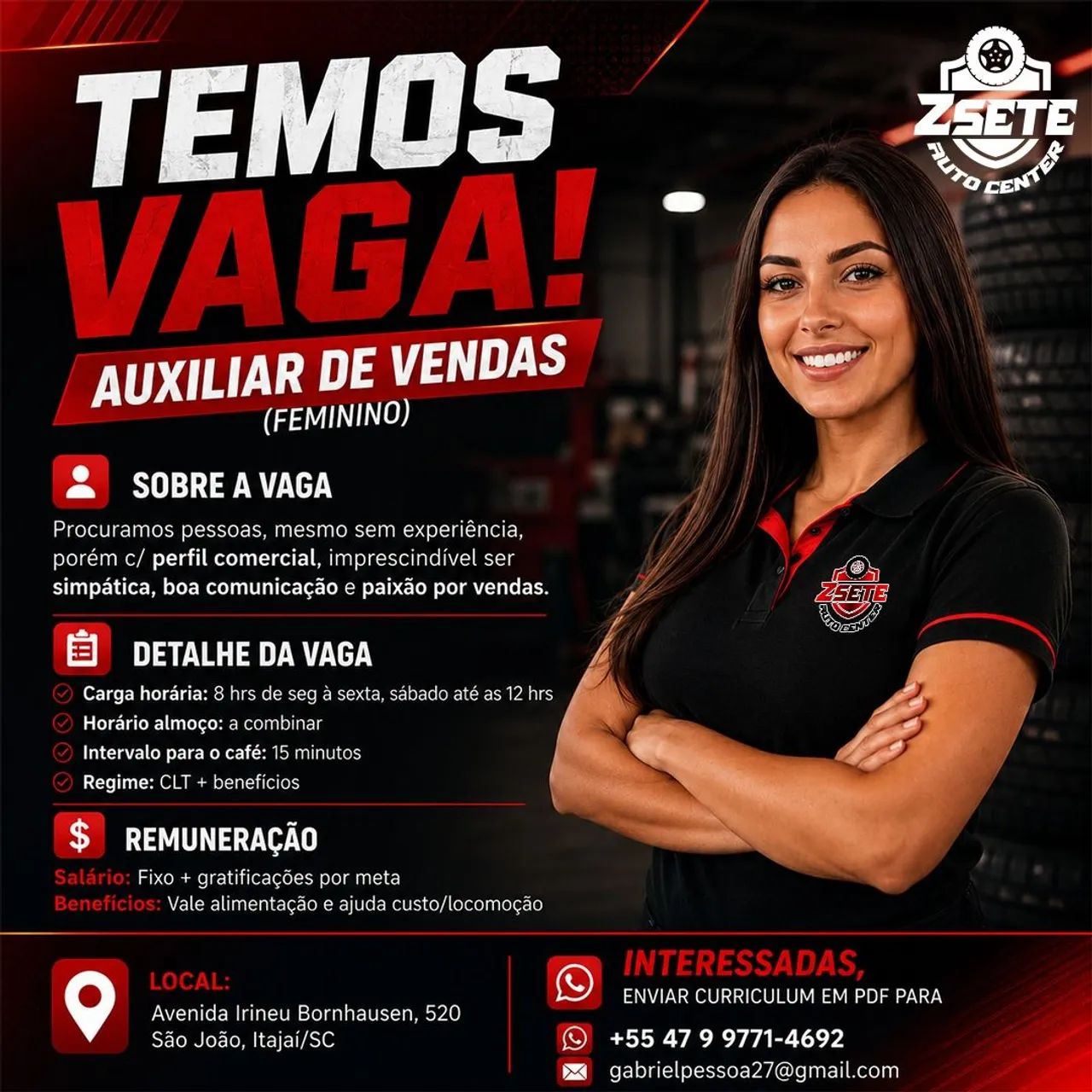 AUXILIAR DE VENDAS(feminino)